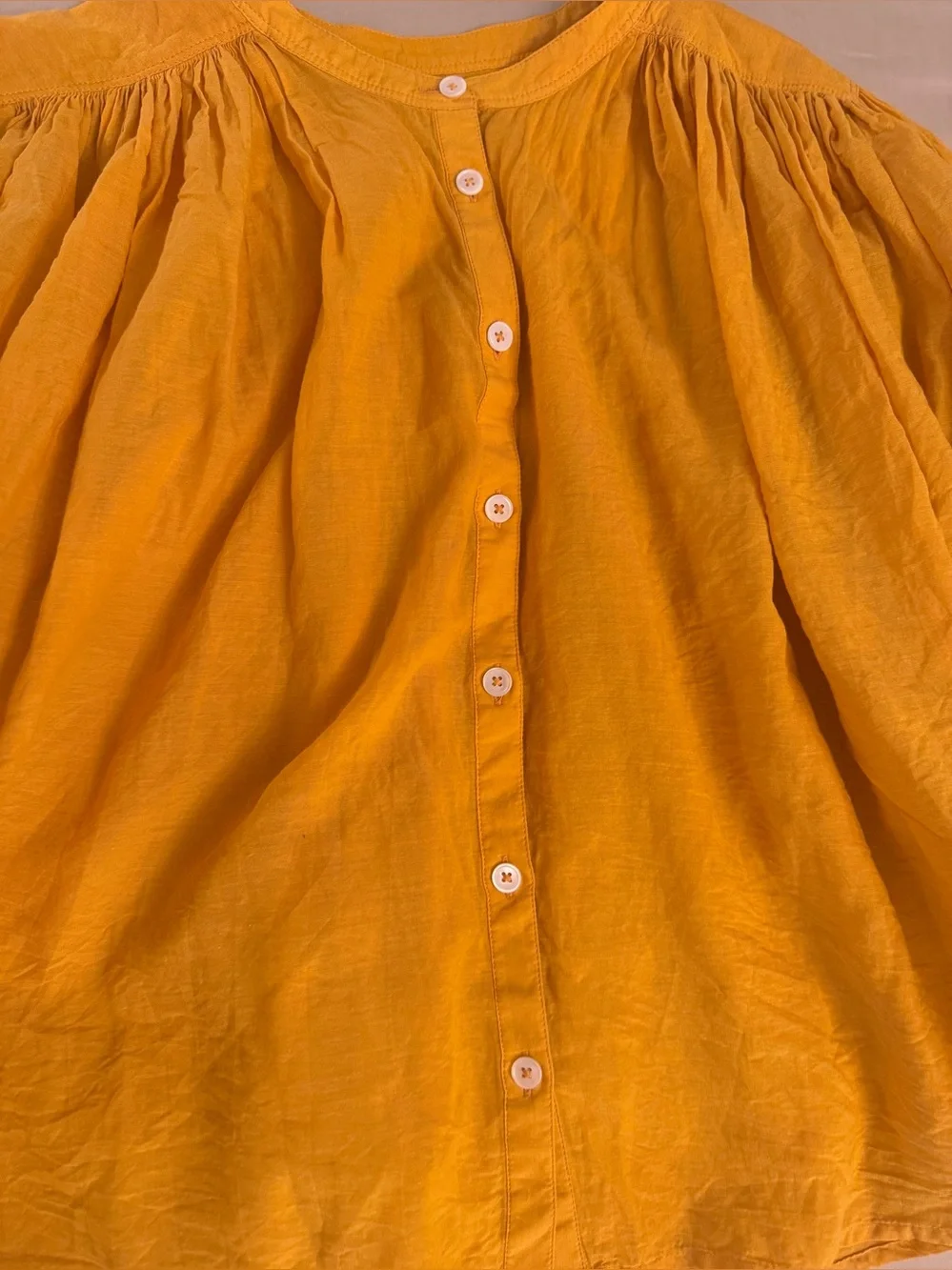 Madewell Pollen Yellow Balloon Puff Sleeve Voile Peasant Top Medium